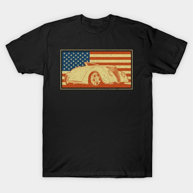 Hot Rod American Flag T-Shirt by RadStar